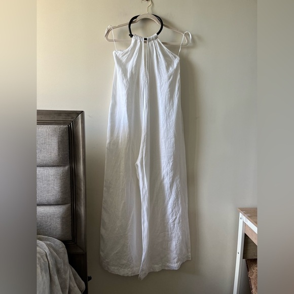 Three Graces London Karla leather-trimmed linen-voile jumpsuit - Picture 7 of 16